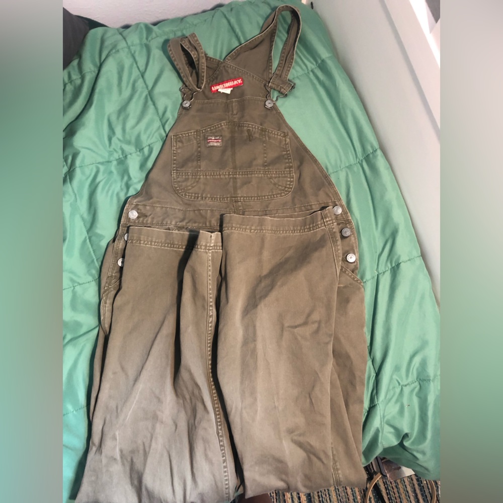 olive green overalls